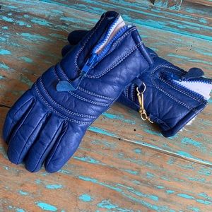 Vintage ARIS Junior Large Blue Softane Leather Gloves